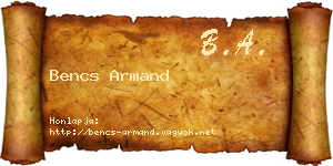 Bencs Armand névjegykártya
